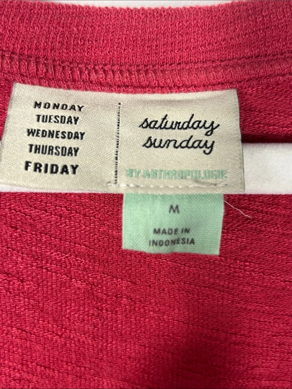 Anthropologie Saturday Sunday Raspberry Red V-Neck Tiered Dress Size Medium